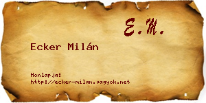 Ecker Milán névjegykártya